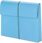 Smead Expanding File Wallet, 2" Expansion, Protective Flap and Cord Closure, Letter Size, Blue, 10 per Box (77203)