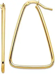 [JewelryWeb] 10k Solid Yellow Gold 1.5mm Polished Triangle Dangle Hoop Earrings 35.8x23.7mm Wide 1.5mm Thick-Hoop Earring for Women
