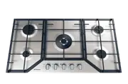 Domain Premium Stainless Steel Gas Cooktop with Centre Wok Burner + FFD & Cast Iron Trivets - 860mm