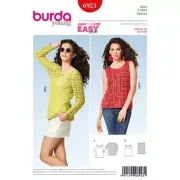 Burda Sewing Pattern 6923 Tops Shirts Blouses Striking Colors Size 8-20 UC