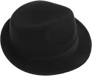 [JEWEDECO] Jazz Hat Boys Hat Fedora Mens Wide Brim Fedora Wool Black