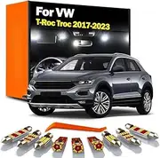 10Pc LED Interior Map Dome Trunk Light Bulb Kit, For VW Volkswagen T-Roc Troc 2017 2018 2019 2020 2021 2022 2023
