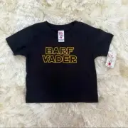 NWT Little Teez Baby/Toddler Black & Yellow “Barf Vader” Star Wars Pun Size 2T