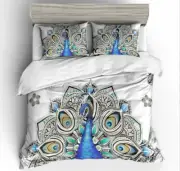 3D Pearly Peacock ZHUA2441 Bed Pillowcases Quilt Duvet Cover Set Queen King Zoe