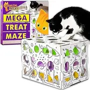 MEGA – Cat Treat Puzzle Box – Interactive Treat Maze – Cat Puzzle Feeder – Treat Box for Indoor Cats – Enrichment Food Toy – Best Cat Toy Ever!