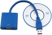 USB3.0 Male to VGA Female Adapter Cable Video Display External Graphic Card for Windows 7/8/10 - Blue