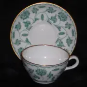 VINTAGE SPODE COPELAND MINI / MINIATURE COLONEL GREEN TEA CUP & SAUCER SET MINT