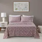 Oversized Cotton Flannel 4-Piece Rust Floral Cotton King Sheet Set
