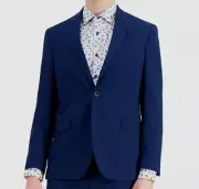 $395 Kenneth Cole Men's Blue Techni-Cole Slim-Fit 2 Piece Suit Jacket Pants 38R