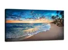 Canvas Prints Wall Art Blue Beach Ocean Landscape Paintings 1 panel Sunset Se...