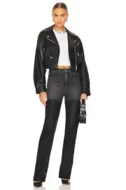 Frame Le Jane Denim Straight Leg Coated in Midnight Mix Sz 28 NWT $298