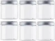 6 Pack 250ML Plastic Jars with Lids 8oz Kitchen Storage Jars Clear Plastic Jars Leak Proof Plastic Storage Jars Slime Containers for Kitchen, Spice, Cosmetic, DIY Crafts