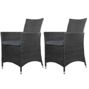 Set of 2 Outdoor Bistro Set Chairs Patio Furniture Dining Wicker Garden Cushion