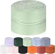 Glarks 1 Roll Chiffon Ribbon 1.37Inch x 11Yard Handmade Fringe Silk Ribbon Frayed Ribbons for Gifts Wrapping Weddings (Light Green)