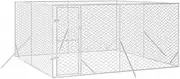 Heavy Duty Dog Kennel Outdoor, Galvanised Steel Dog House with Door, Dog Enclosures Dog Cage Fence Dog Run for Medium to Small Dog, Silver 4x4x2 m