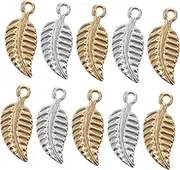 [KALLORY] Leaf Charms for Jewelry Making 200pcs Silver Plated Charm Pendants for Diy