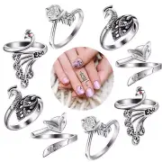 8 Pcs Adjustable Metal Yarn Crochet Tension Ring for Finger DIY Crafts Gifts