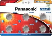Panasonic CR2032 Lithium 3 Volt Battery Card of 6