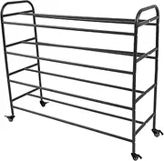 Garage Ball Storage Cart with Wheels, Large Basketball Organizer Rack for Office Store School, Double-Wide Sports Equipment Cart