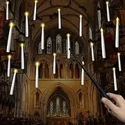 LOGIFTVE Flameless Candles with Wand Remote, Taper Floating Candle Christmas Decorations, Magic Hanging Candles for Indoor Home Room Classroom Bedroom Party (12 Pack)