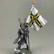 Teutonic Knight miniature 54 mm 1/32, Crusader figurine, Painted tin toy soldier