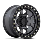 17x9 KMC KM550 Riot SBL Anthracite With Satin Black Lip Wheel 5x5 (-12mm)