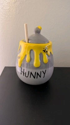 Disney Winnie The Pooh HUNNY Honey Pot Jar w/ Honey Comb 5" Tall New