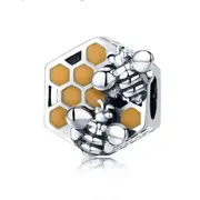 925 Sterling Silver Personalized Bee Hive Bracelet Charm