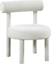 Meridian Furniture Parlor Collection Modern | Contemporary Boucle Fabric Upholstered Accent Chair, 23.5" W x 22.5" D x 30" H, Cream