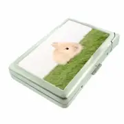 Bunny on Grass 100's Size Cigarette Case w/lighter Metal Wallet