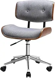 [Artiss] Ergonomic Office Chair Wooden Computer Desk Chairs with Height Adjustable Fabric Seat, Low Back and 360°-Swivel Seating Grey for Gaming Room Executive Home Use