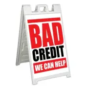 BAD CREDIT WE CAN HELP Signicade 24x36 Aframe Sidewalk Sign Banner Decal FINANCE