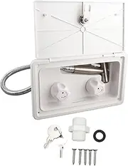 Tissting RV Exterior Shower Box Kit, 1.5m Metal Hose Shower Faucet Outdoor Washing Spray Box Set with Lock for RV Campervans Trailer Boats Caravans Yachts(#2)