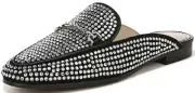 Sam Edelman Linnie Black Glitz Slip On Almond Toe Flat Fashion Leather Mules
