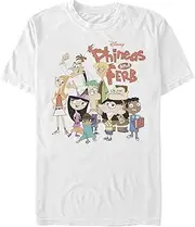 [Disney] Big & Tall Phineas and Ferb The Group Men's Tops Short Sleeve Tee Shirt