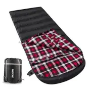 Flannel Sleeping Bag 0 Degree Cold Weather for Left _90.55*35.43 IN 32F Black