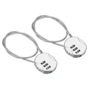 Small Combination Lock 14.9 Inch, 2 Pack 3 Digit Padlock for Locker, Silver Tone