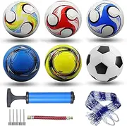 DHYLRICHER 6 Pack Classic Soccer Balls Size 5 With Pump and Net Bag - Training and Practice for Kids and Adults, Indoor and Outdoor Competition