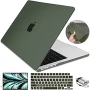 for MacBook Air 13.6 inch Case 2024 M3 A3113 M2 A2681 Cover, Lightweight Ultra-Thin Matte Hard Shell Case for Mac 13.6 M3 M2 Touch ID with Keyboard Skin Cover Screen Protector, Army Green