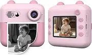 Instant Camera, 16x Digital Zoom Point and Shoot Digital Cameras with 2.4 Inch HD IPS Screen, 50MP 1080P HD Inkless Printing Video Kids Cameras, for Travel (Pink)
