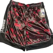AND1 Mens Basketball Gym Court Workout Shorts Red Black Size L
