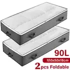 2Pcs Large Under Bed Storage Bag Duvet Pillow Laundry Clothes Organiser Zipper