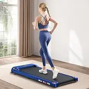 [Black Lord] Electric Walking Pad Treadmill 2.4HP Under Desk Fitness Equipment, Jogging Running Walking Exercise Machine with Bluetooth APP Remote Control, Cardio Trainer for Home Gym Office Indoor Blue