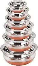 ROYAL SAPPHIRE Stainless Steel Copper Bottom Handi Pot 6 Piece Set With lids and Free Serving Spoon
