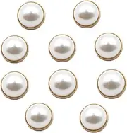 10pcs Round Pearl Buttons with Shank for Sewing Gold Button Crafts for Clothes Shirts Suits Coats Sweaters Wedding Dress Clothing Decorations (Round, 32L/20mm)