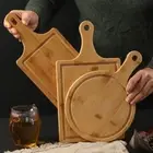 Wooden Cutting Board with Handle Bread Fruit Sushi Tray Food Display