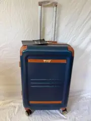 19V.69 Italia Vintage-Like 25" Expandable Retro Luggage Blue Hardcase