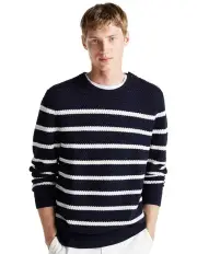 [Tommy Hilfiger] Smart Casual Stripe Wool Blend Jumper in Navy