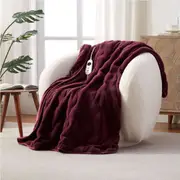Dreamaker Basketweave Faux Fur Heated Throw Cherry - 130x160cm