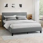 ALFORDSON Bed Frame King Size Mattress Base Wooden Platform Fabric Grey